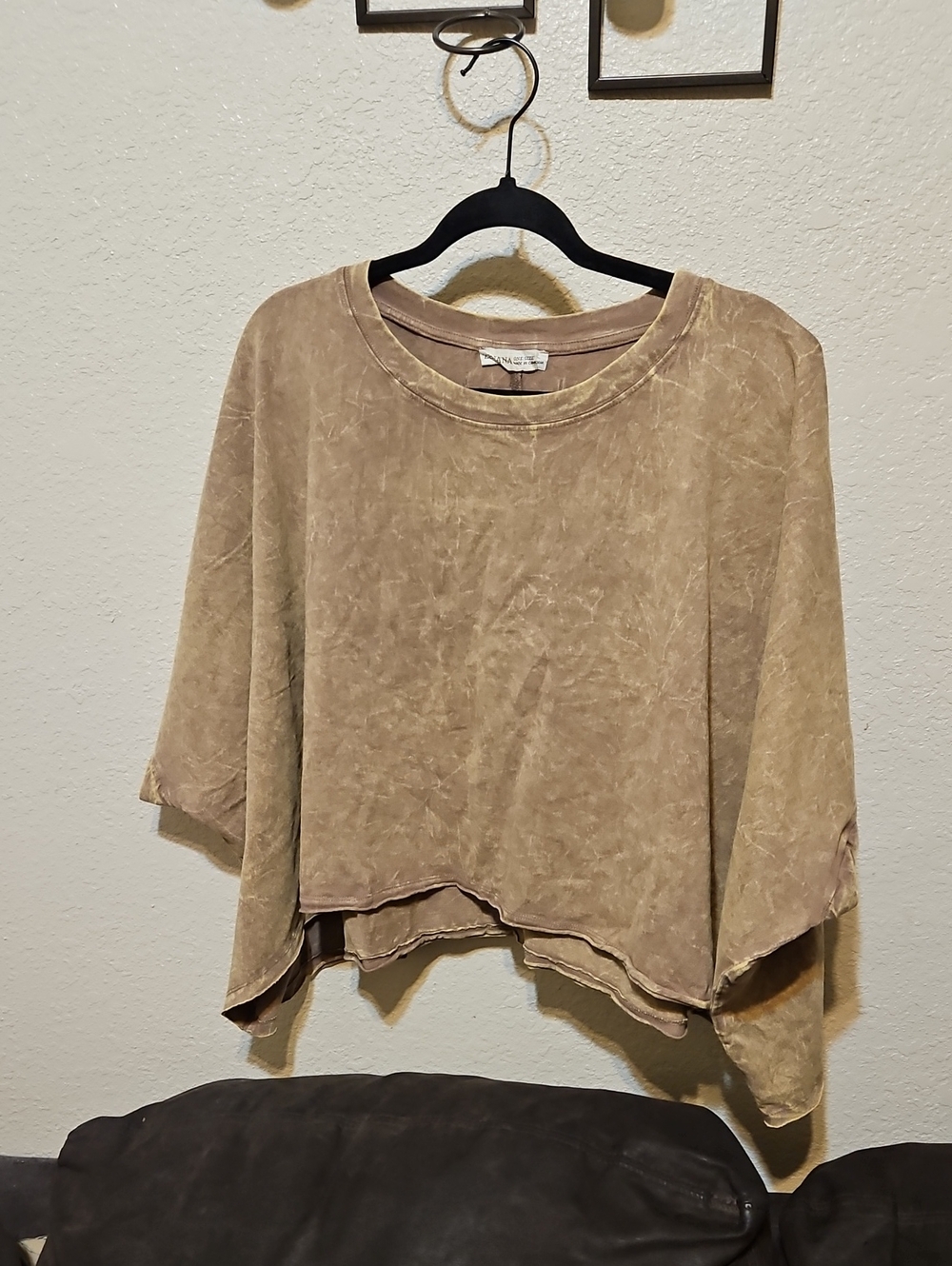 Zenana Outfitters Washed Taupe Cropped Boxy Tee
